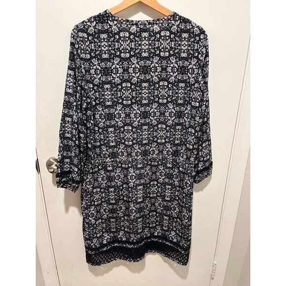 Club Monaco Womens Printed Long Sleeve Dress Size 6 Black y/White Floral Pattern - Picture 6 of 9